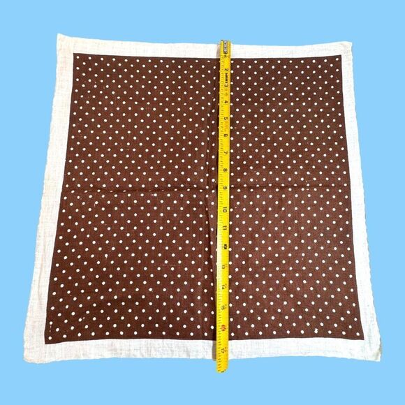 Brown Polka Dot Handkerchief Pretty Woman Julia Roberts Silk 13" Pocket Scarf - Picture 4 of 4